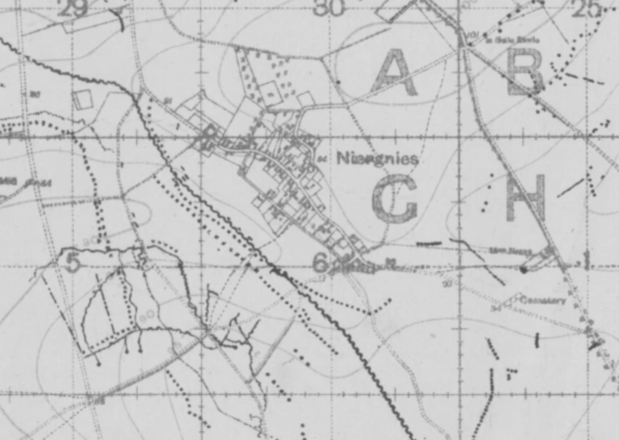 Royal Naval Division .info Map of Niergnies, Cambrai Trenches 07/10/18