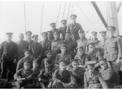 Officers of the Nelson Battalion on board the transport returning from Ostend